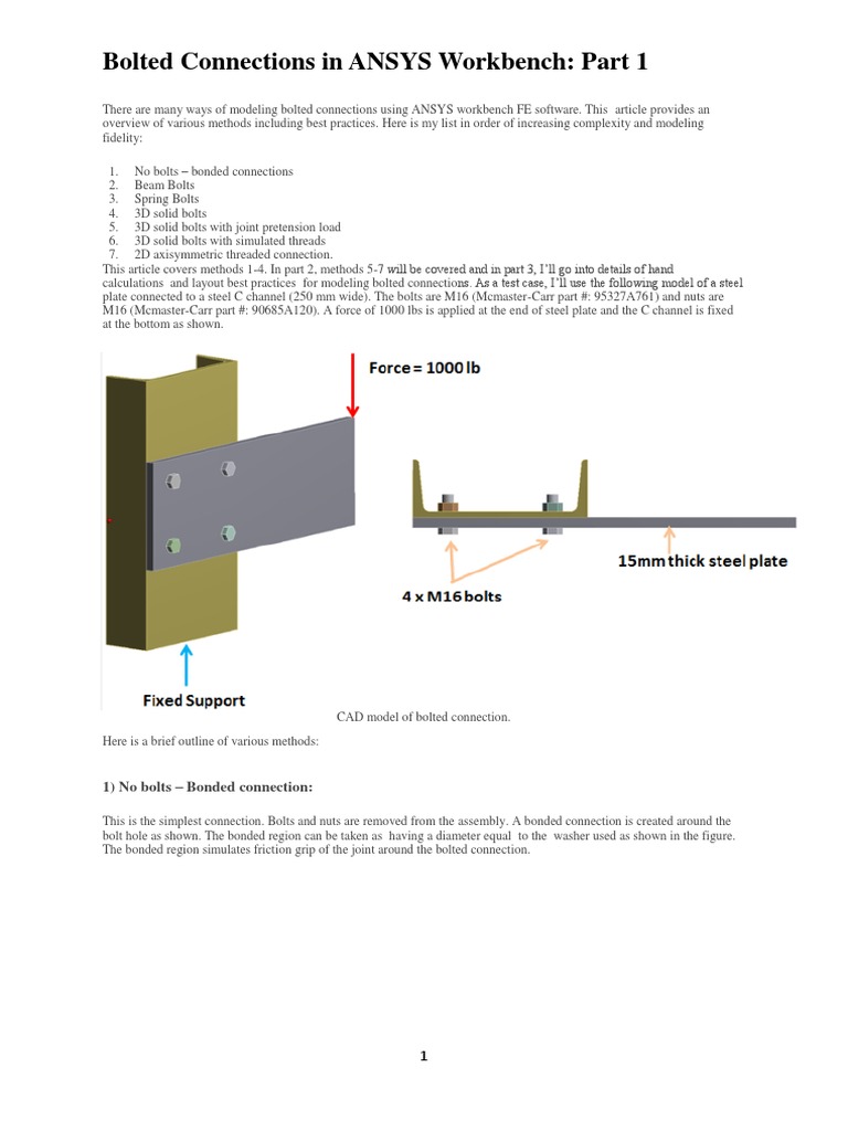 Bolted Connections in ANSYS Workbench | PDF | Screw | Finite Element Method