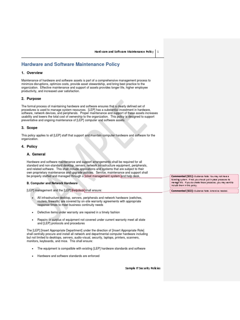 LEP Hardware and Software Maintenance Policy PDF Help Desk