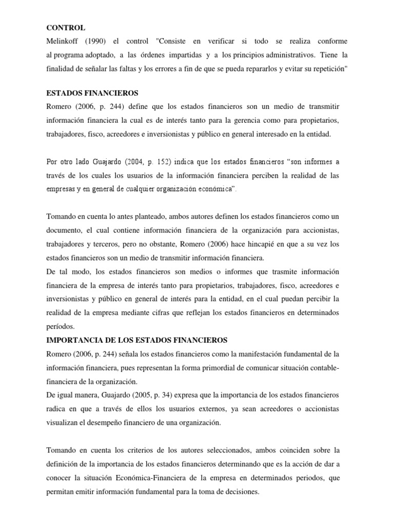 Control | PDF | Estado financiero | Contabilidad