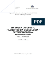 Em Busca Do Objeto Filosofico Da Museologia