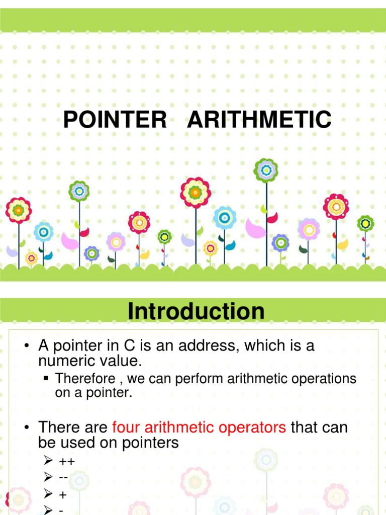 Pointer Arithmetic Pdf Pointer Computer Programming Data Type