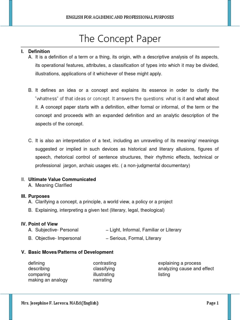 Understanding Concept Papers | PDF | Concept | Ketchup