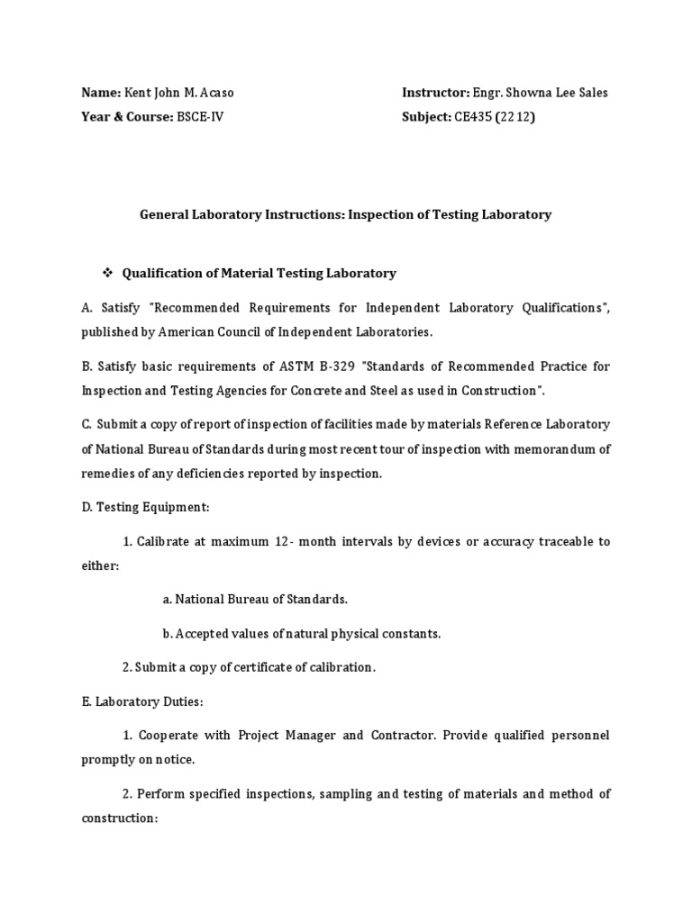 Inspection of Testing Laboratory | PDF | Calibration | Laboratories