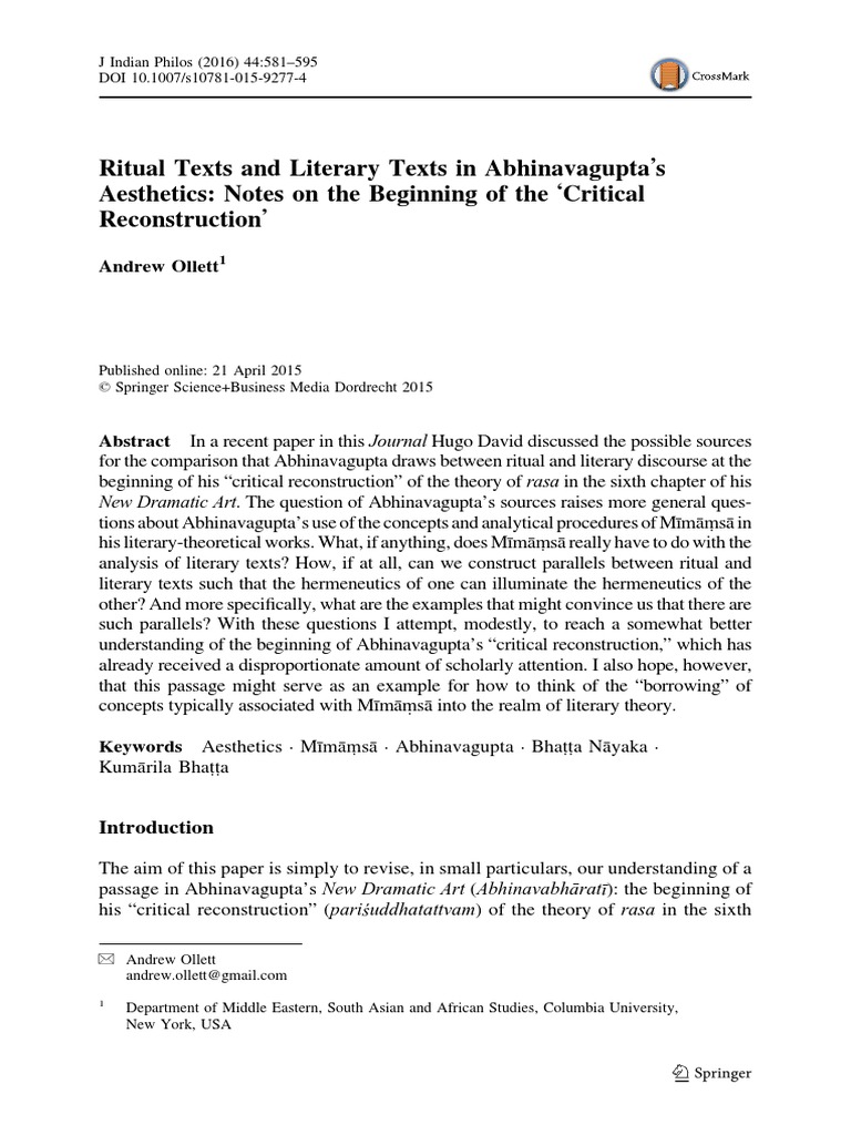 Ollett2016 Article RitualTextsAndLiteraryTextsInA PDF Hermeneutics Aesthetics