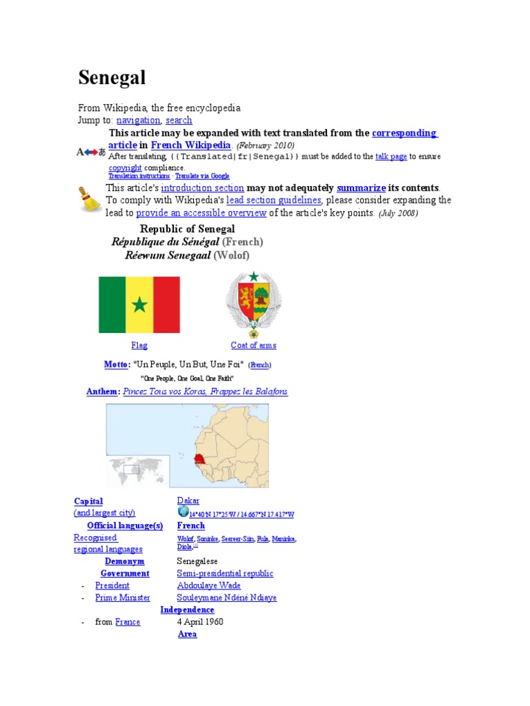 Senegal PDF Senegal Languages