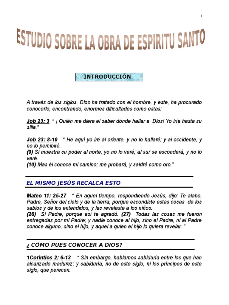 La obra del Espíritu Santo en el hombre | PDF | Cristo (título ...