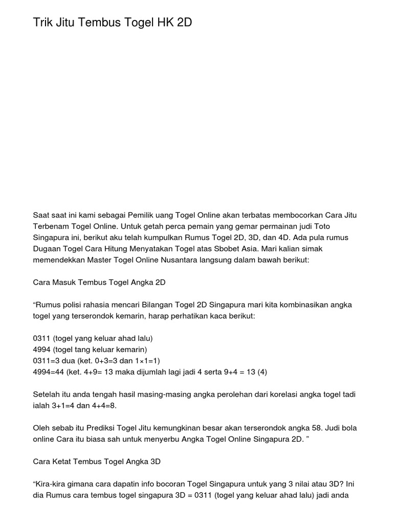 Uang Togel 4D
, Trik Jitu Tembus Togel Hk 2d