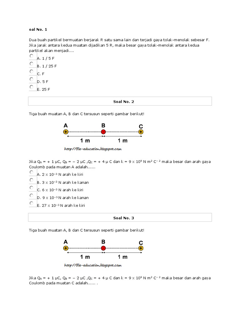 Soal dan Pembahasan Gaya Coulomb Kelas 12 | PDF
