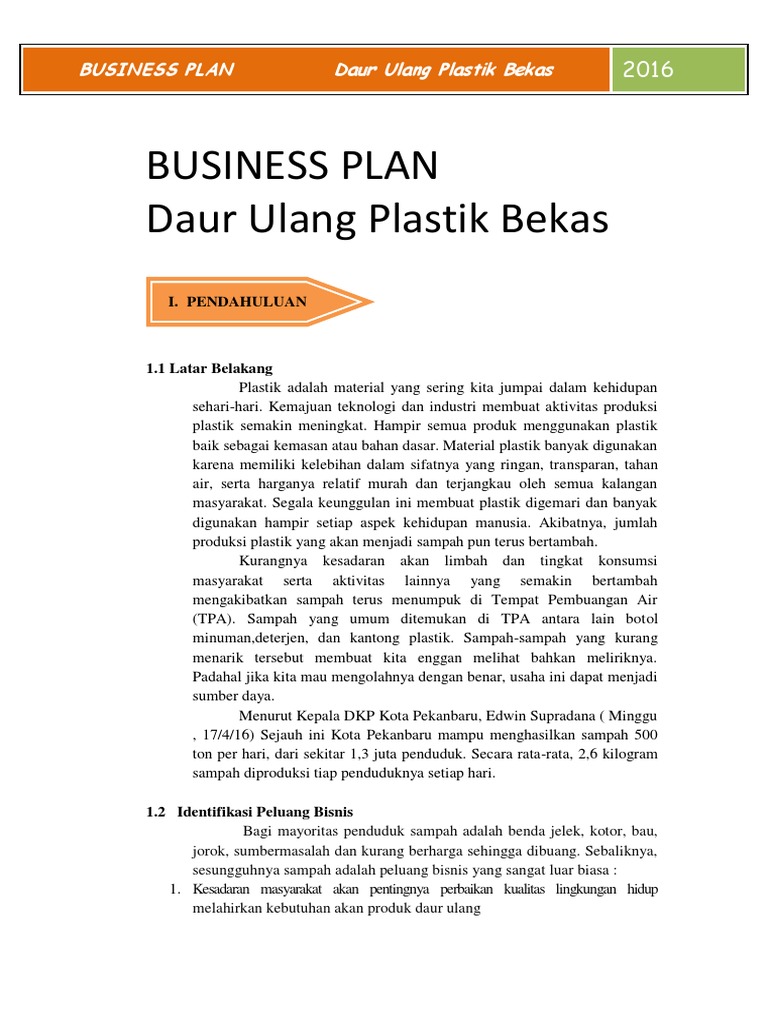 Business Plan Daur Ulang Plastik Bekas Pdf