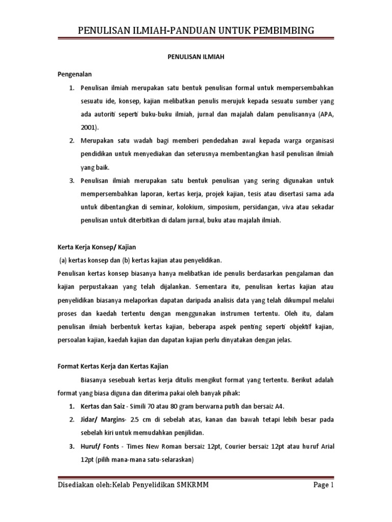 Panduan Penulisan Ilmiah