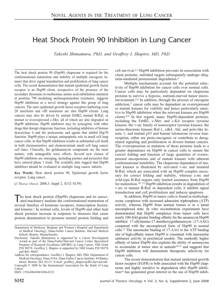 Heat Shock Protein 90 Inhibition in Lung Cancer.12 | PDF | Epidermal ...