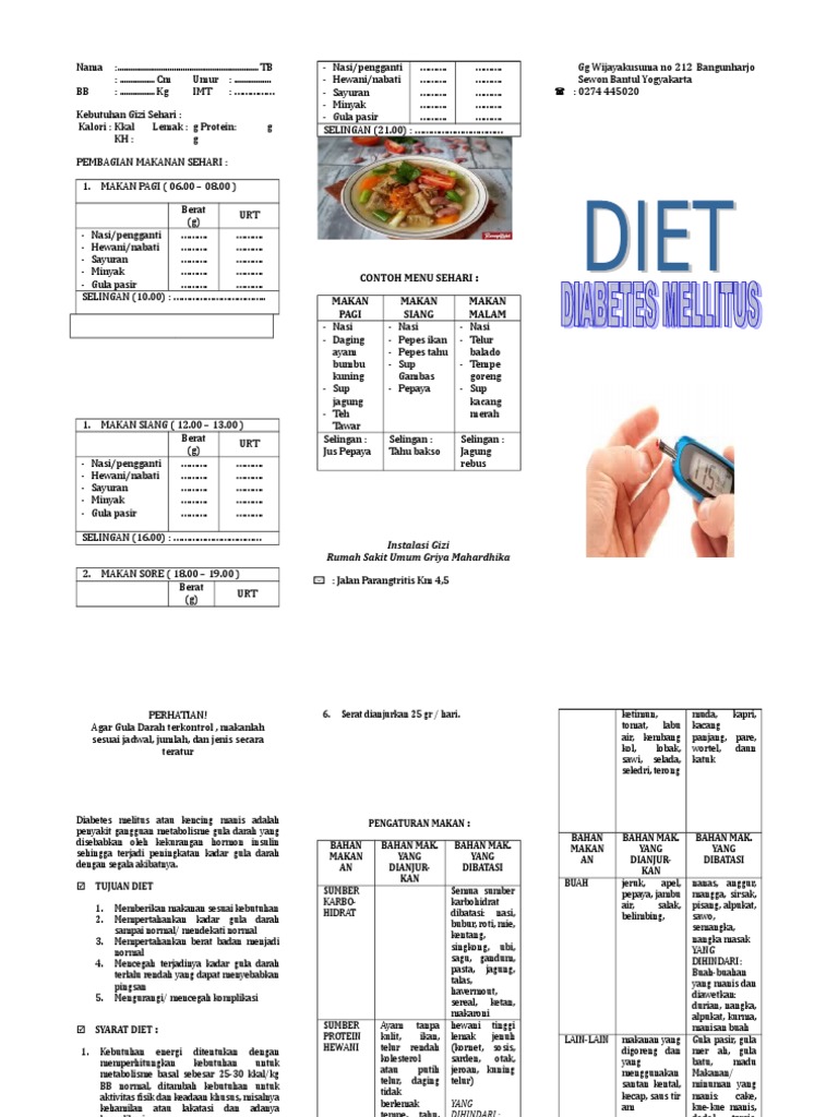 Menu Diet Diabetes Melitus Sehari-hari | PDF