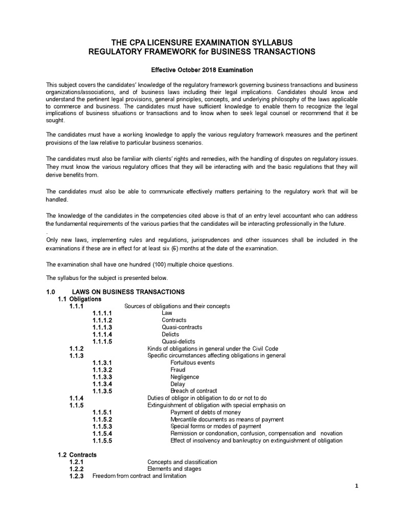 BOA Syllabus RFBT SBP October 2018 PDF Corporations Securities