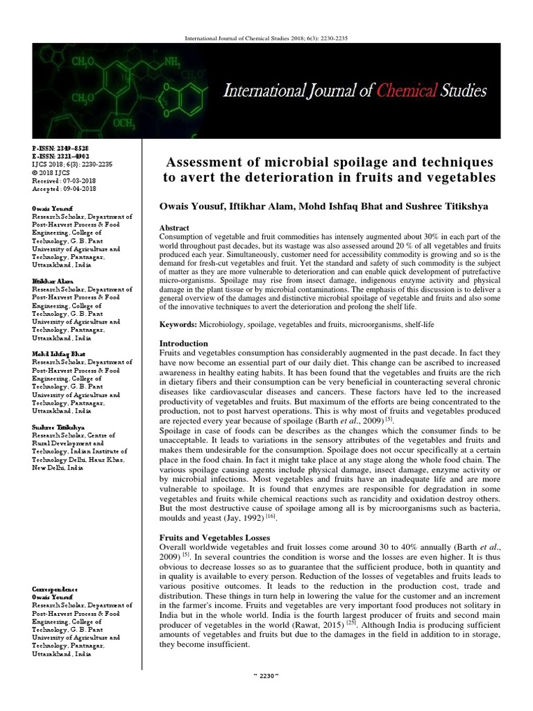 Assessment of Microbial Spoilage and Techniques To Avert The ...