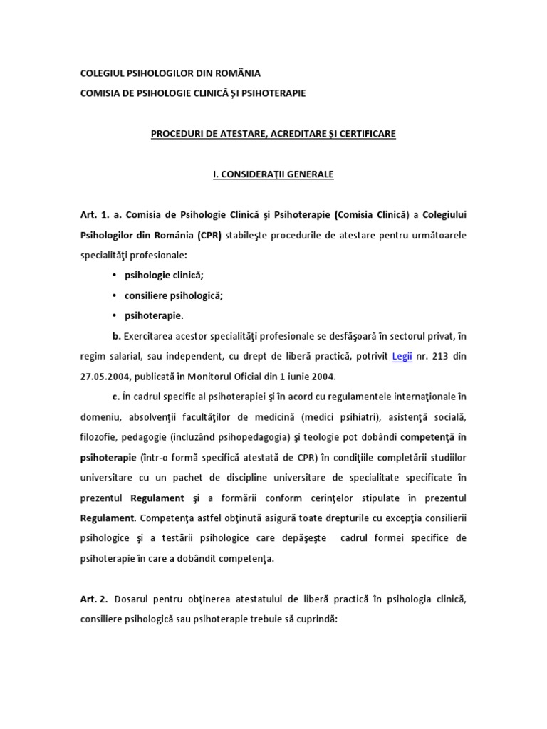 Proceduri de Atestare Copsi PDF | PDF