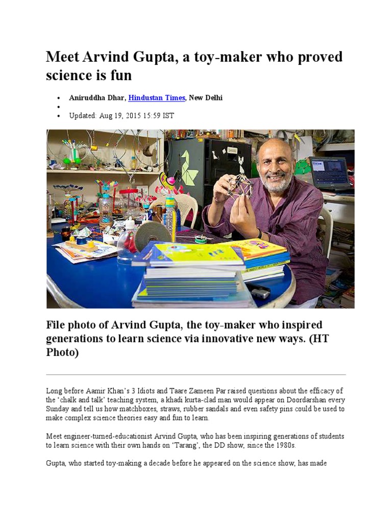 Meet Arvind Gupta, A ToyMaker Who Proved Science Is Fun PDF
