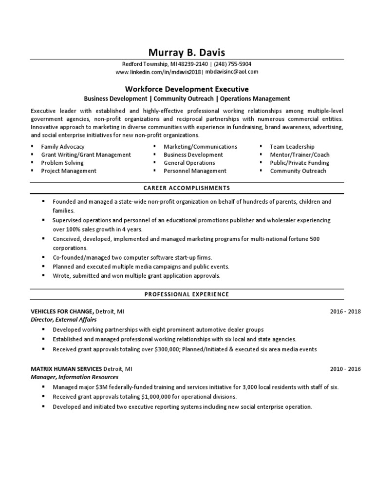 Workforce Development Executive Profile | PDF | Business Development ...