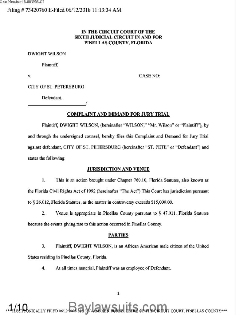 Dwight Wilson v. City of St. Petersburg PDF Virginia Circuit Court