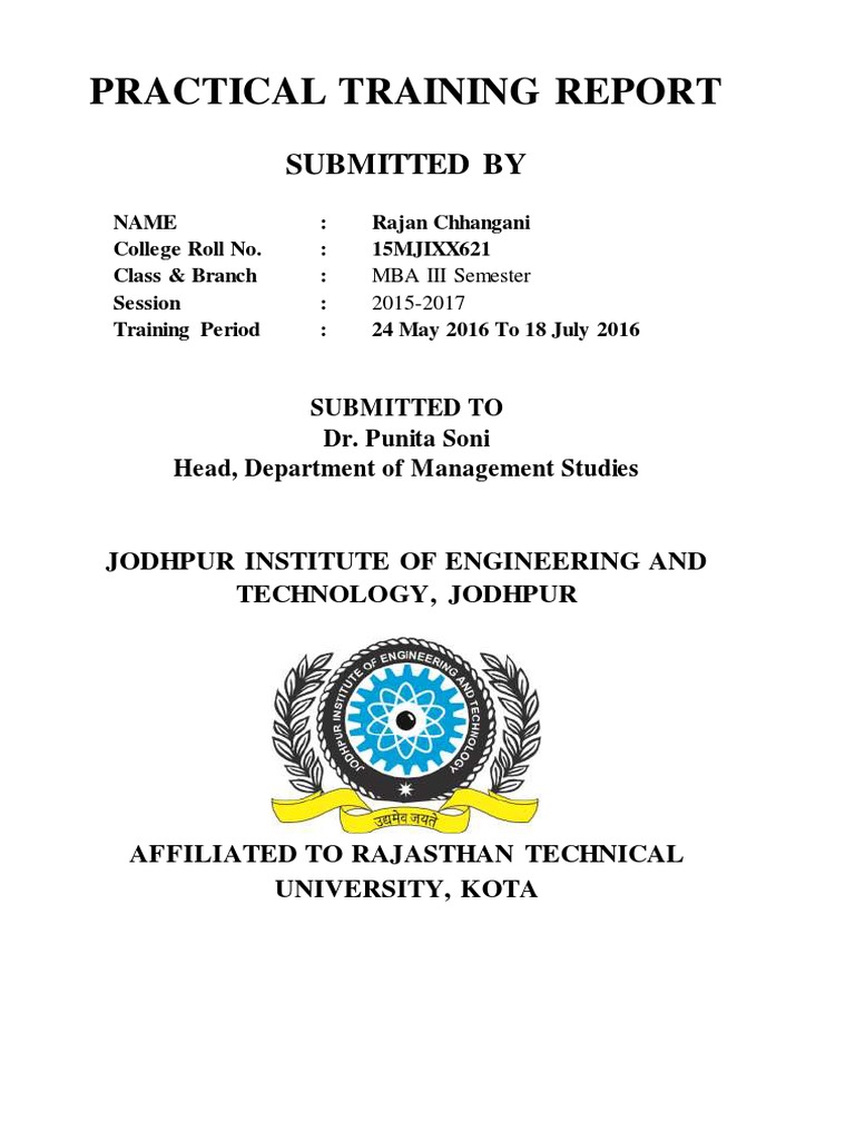 Practical Training Report: Submitted by | PDF | Data | Retail