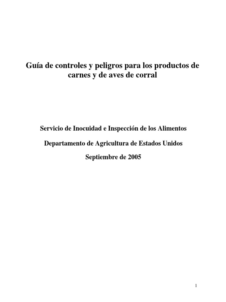 Meat and Poultry Hazards Controls Guide Spanish PDF Carne Seguridad alimenticia
