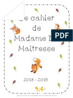 Le Cahier de Madame La Maitresse 2018 - 2019