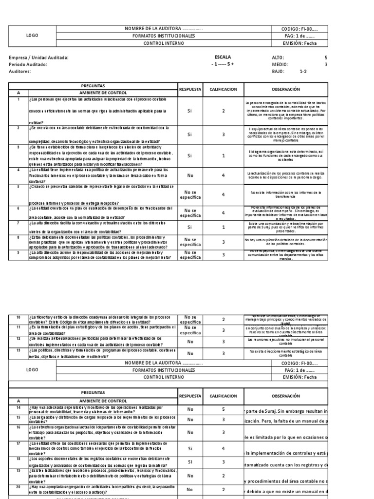 Auditoría de Control Interno Contable | PDF | Contabilidad | Estado ...