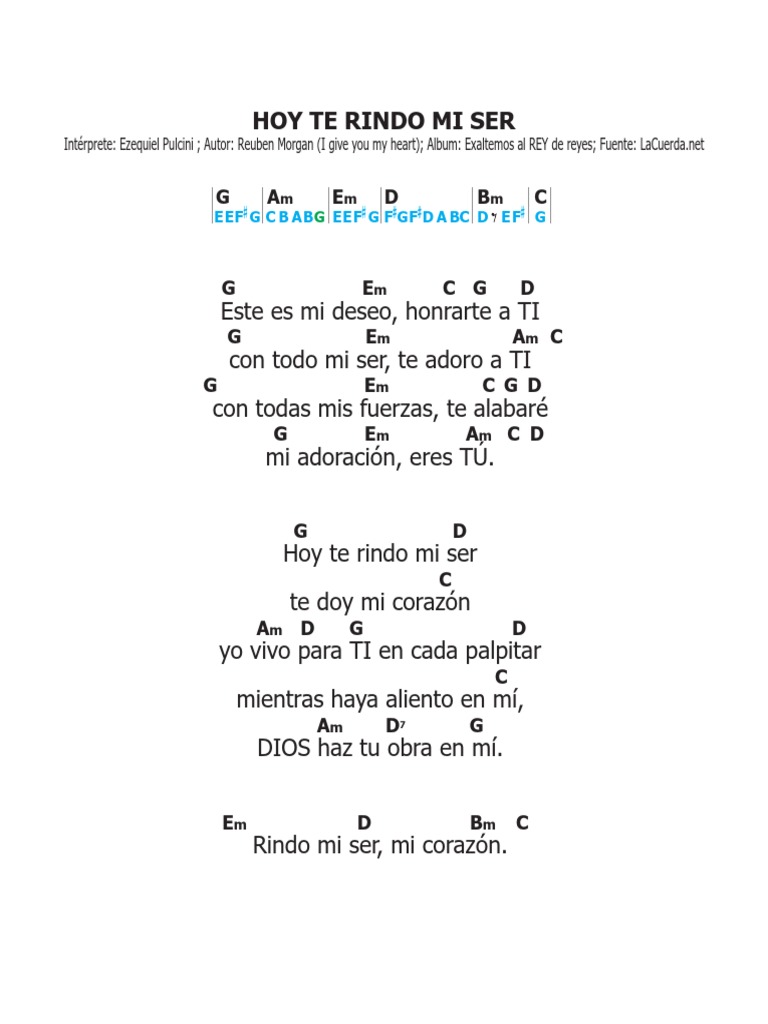 Hoy Te Rindo Mi Ser - Letra y Acordes | PDF