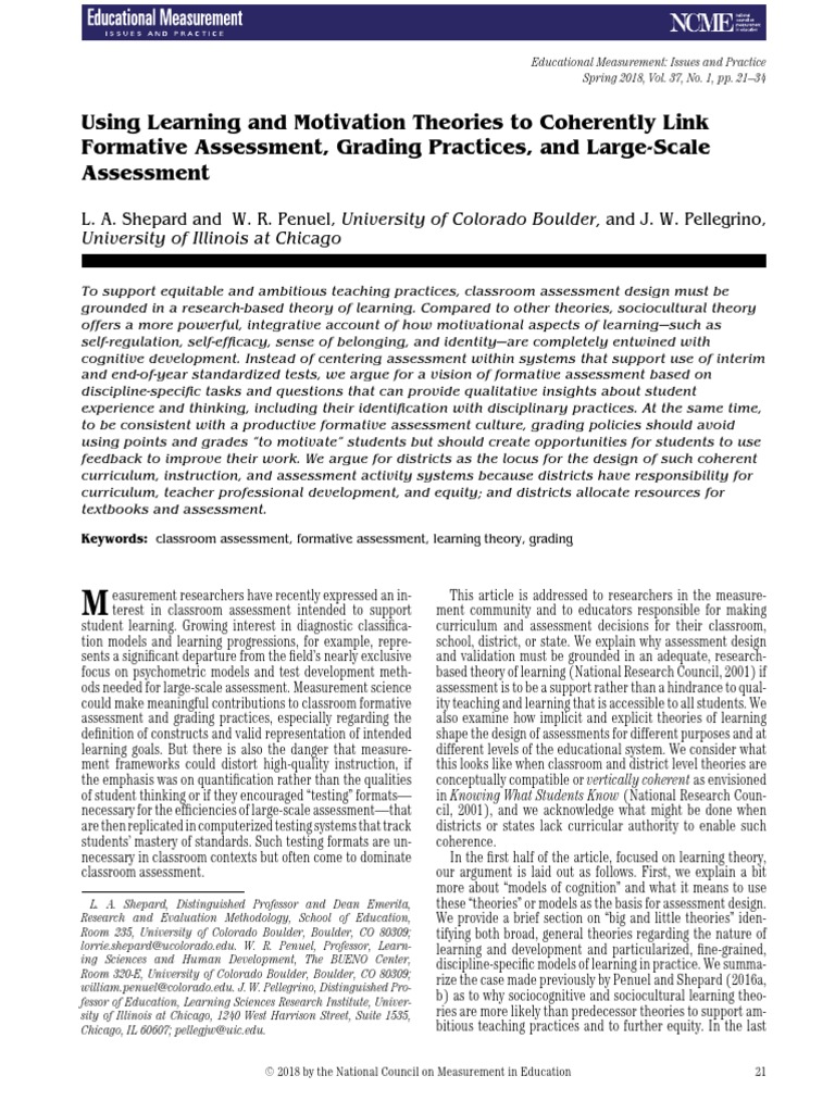 Linking Assessment and Learning Theory | PDF | Educational Assessment ...