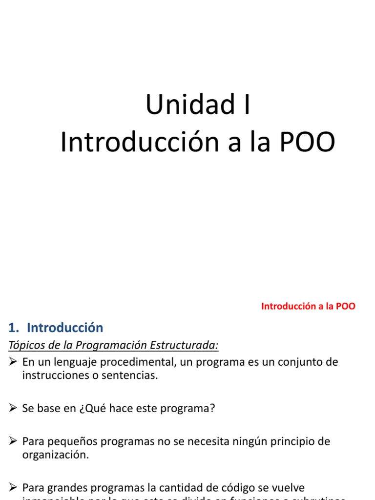 Introducción a la Programación Orientada a Objetos | PDF | Objeto ...