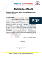 Certificado de Trabajo Automotriz