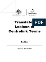 Translated Lexicon of Centrelink Terms Serbian