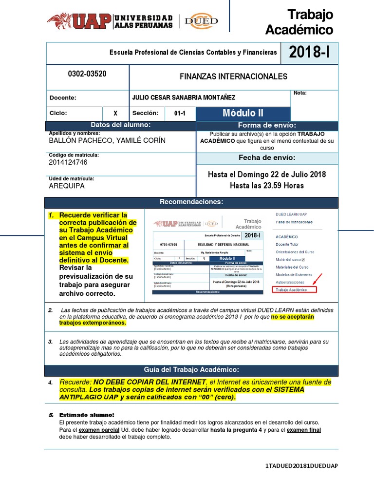 Guía para Trabajo Académico en Finanzas | PDF | Tipo de cambio | Euro