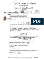 Examen de Cálculo Diferencial de la Universidad Central del Ecuador