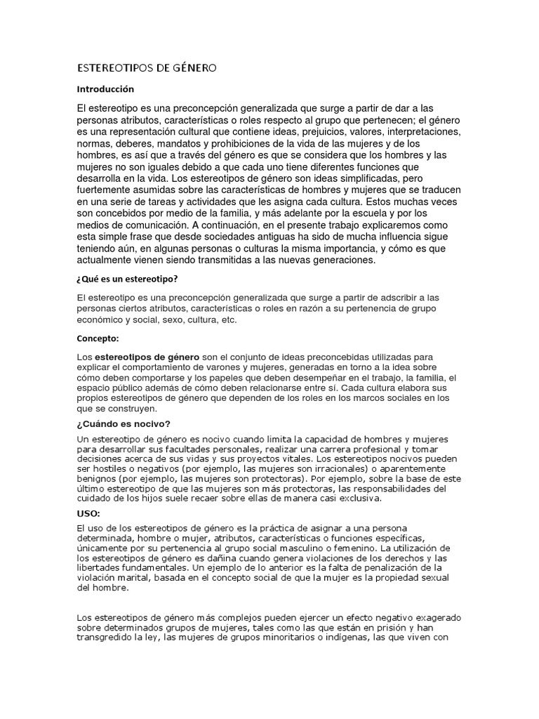 Estereotipos de Género en la Infancia | PDF | Estereotipos | Género