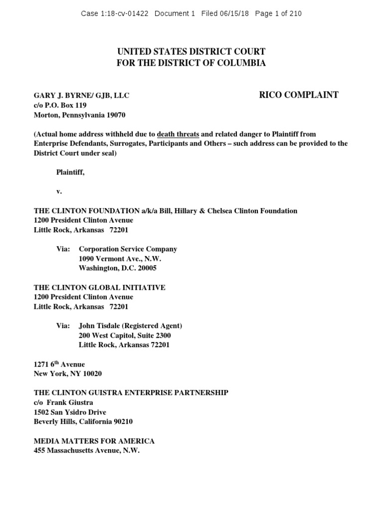 Soros, Bill and Hillary Clinton, John Podesta and Others Named in RICO ...