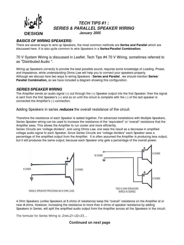 Tech Tips 1 - Speaker Wiring | PDF | Series And Parallel Circuits