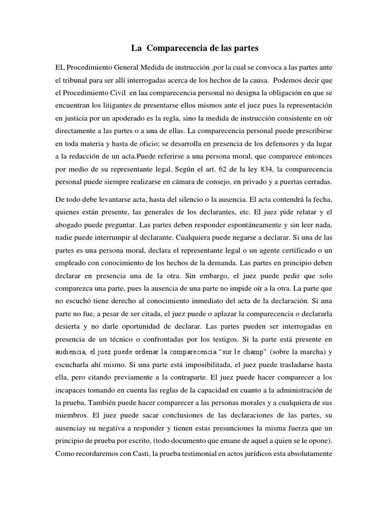 Comparecencia Personal en Procedimiento Civil | PDF | Caso de ley | Juez