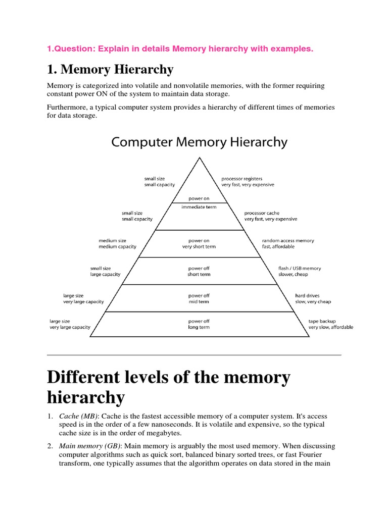 Different Levels of The Memory Hierarchy | PDF | Computer Data Storage ...