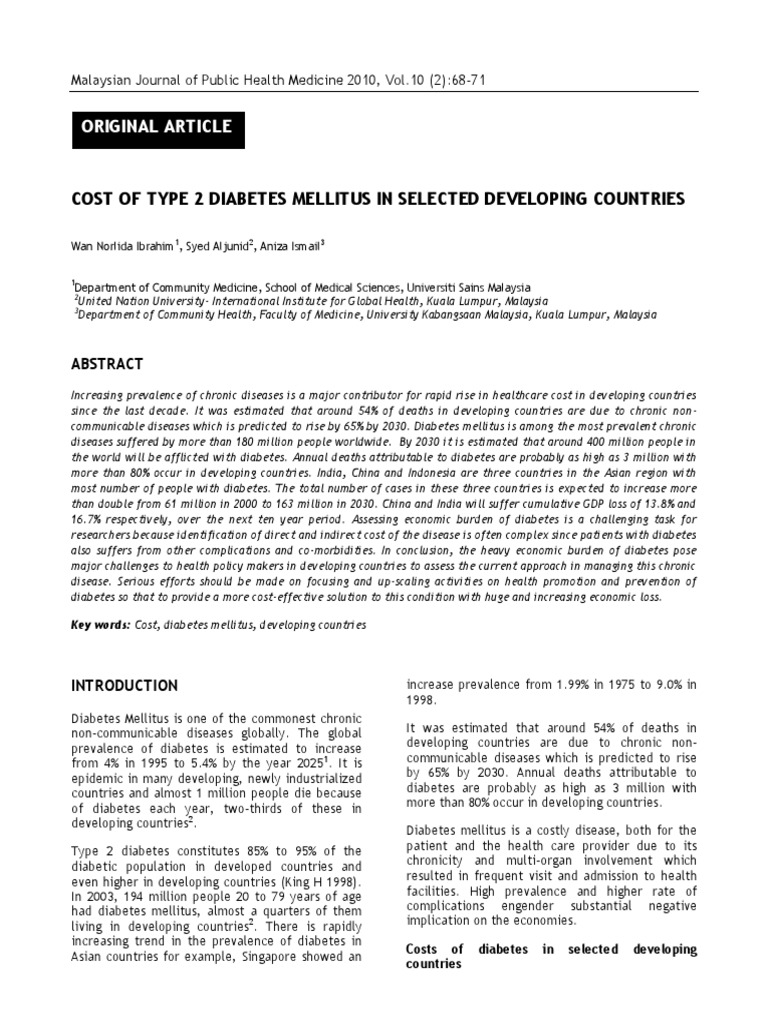 8.cost of Type 2 Diabetes (LASTT) (68-71) M (Last) PDF | PDF | Chronic ...