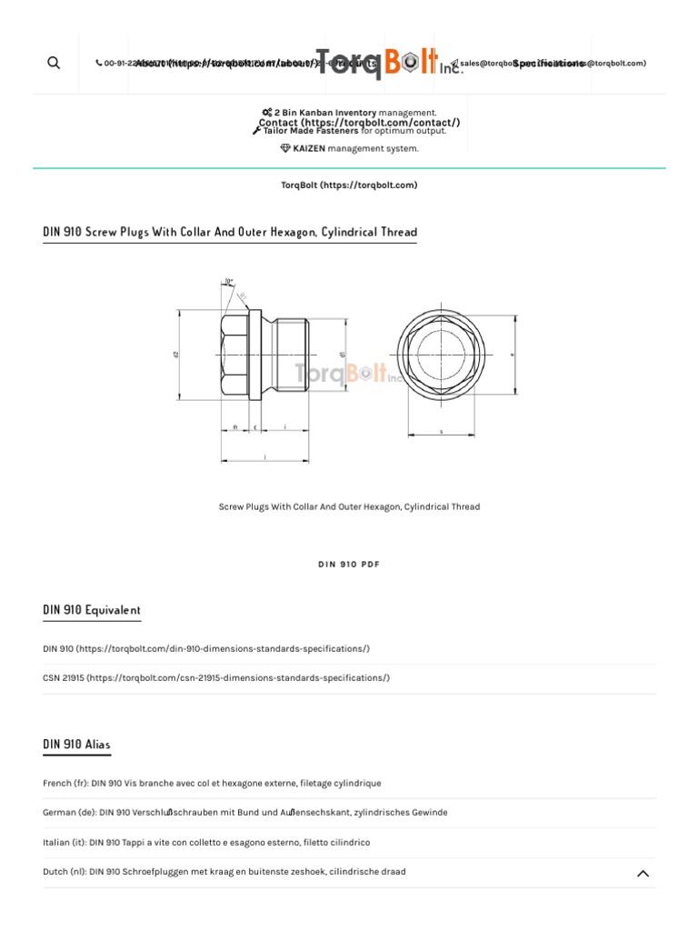 DIN 910 Dimensions, Specifications, Standard, Weights, Equivalent & PDF ...