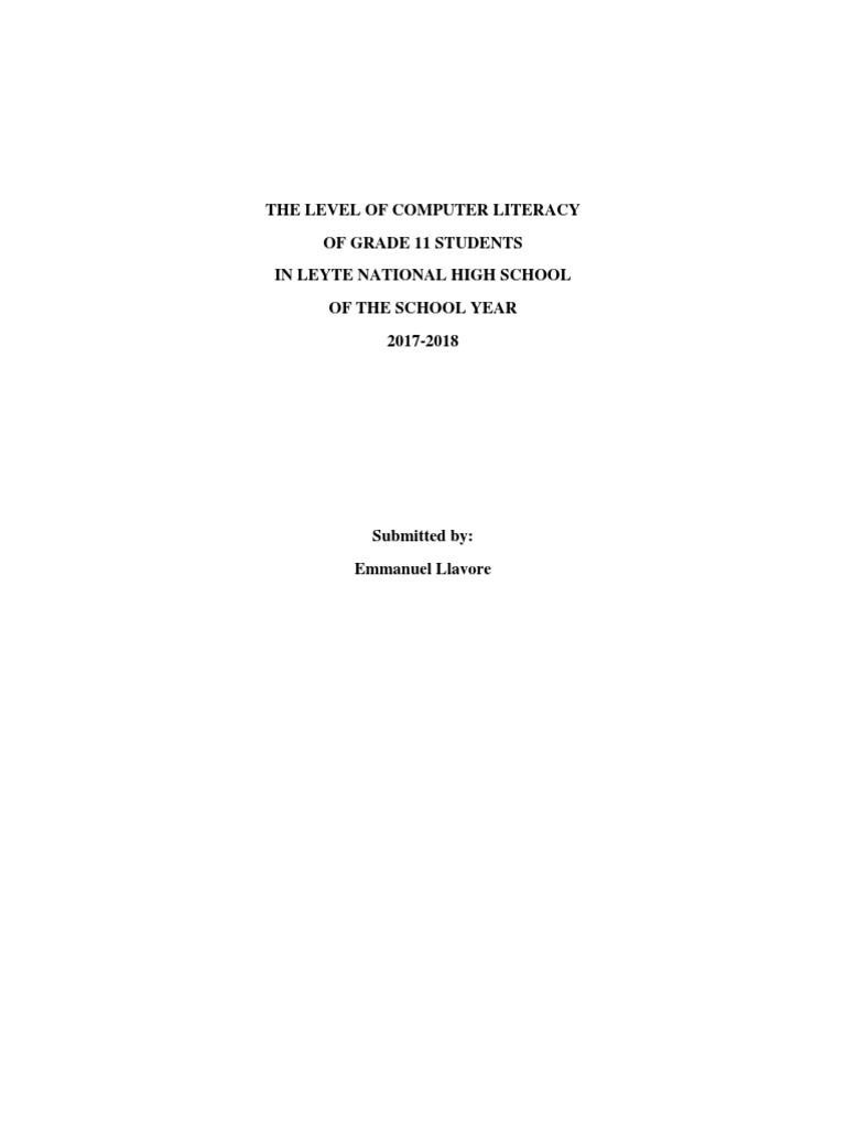 Computer Literacy Levels of Grade 11 Students | PDF | Literacy ...