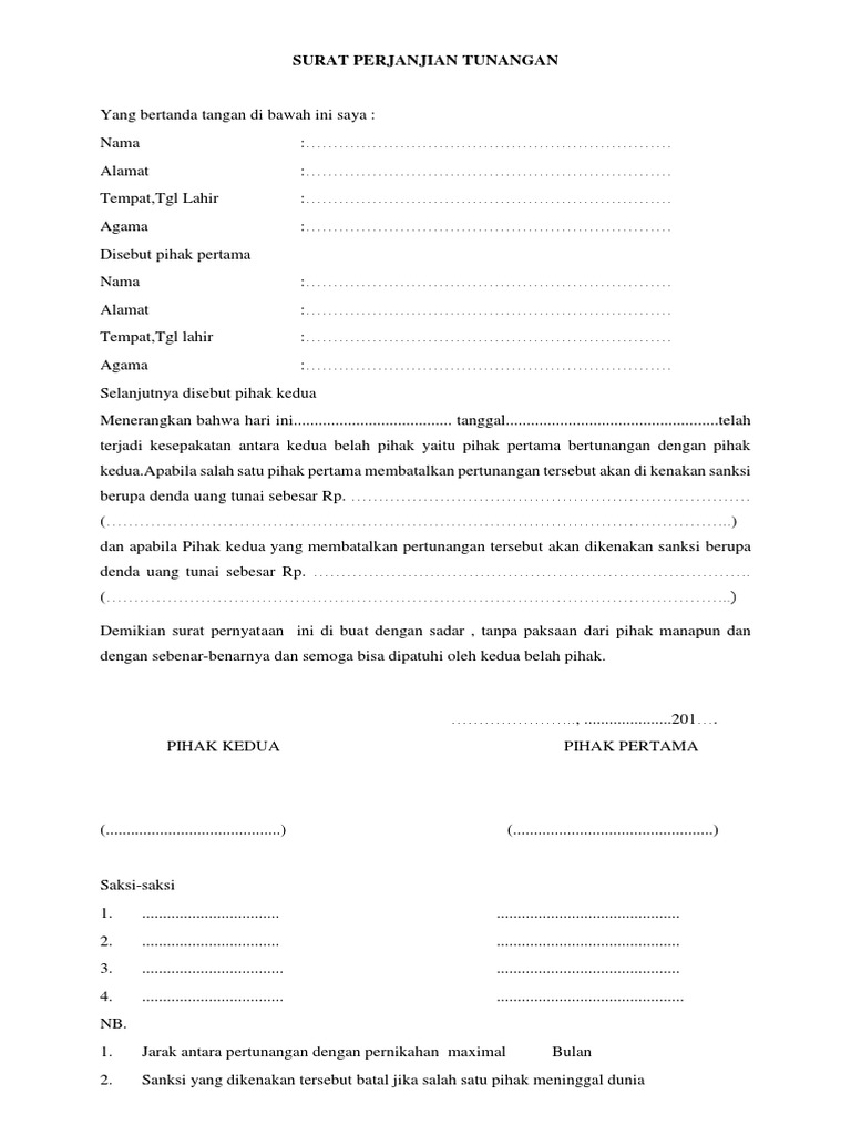 Surat Perjanjian Tunangan