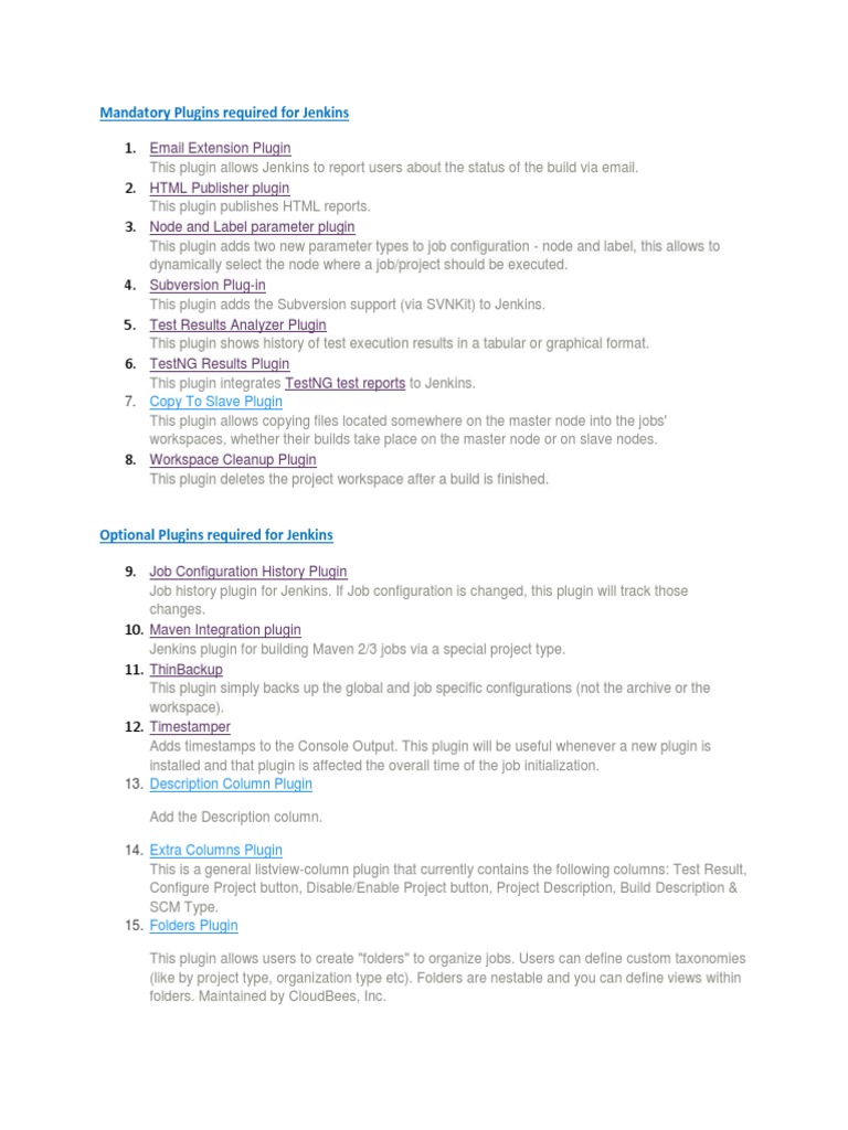 Plugins Required For Jenkins | PDF | Plug In (Computing) | Software ...