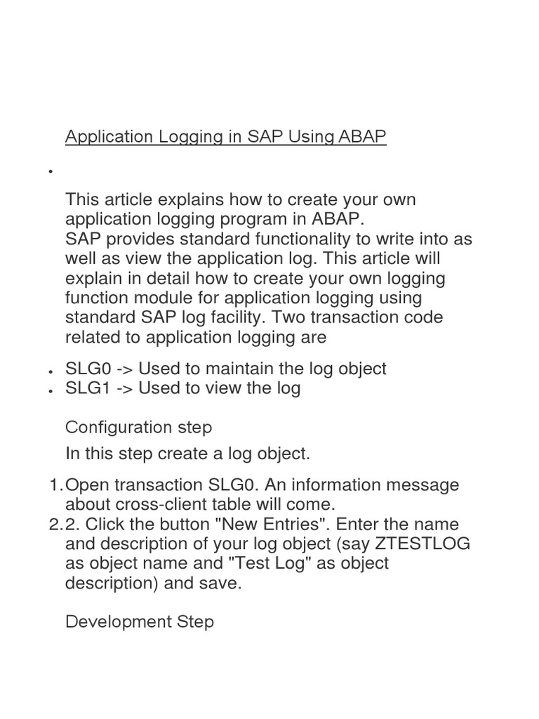 Application Logging in SAP Using ABAP PDF Subroutine Databases