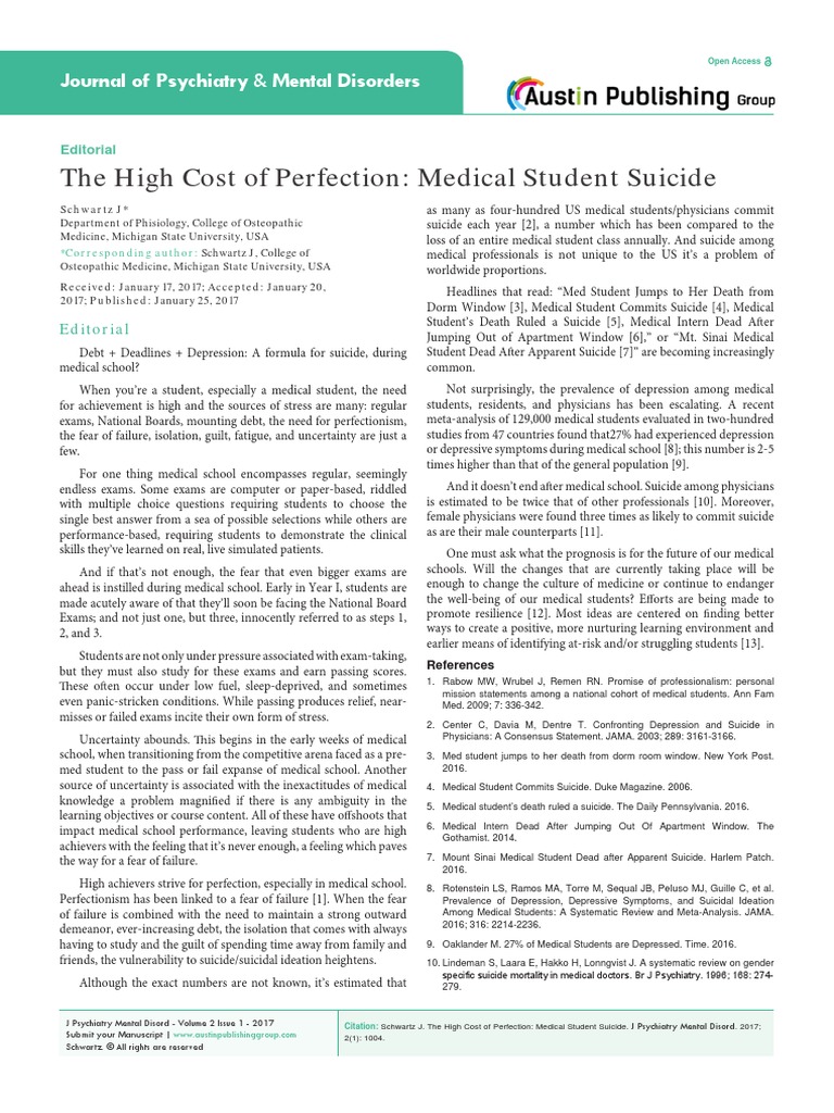 Journal of Psychiatry & Mental Disorders PDF Medical School