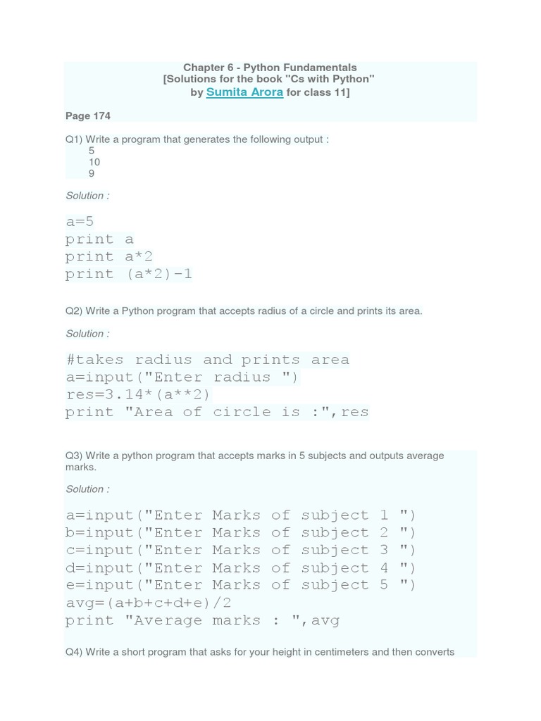 Sumita arora python class 11 solutions pdf free download 2017
