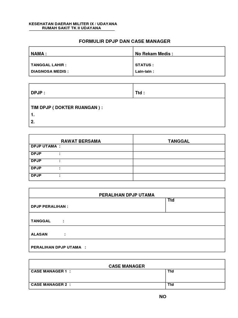 Formulir DPJP dan Manajemen Kasus | PDF