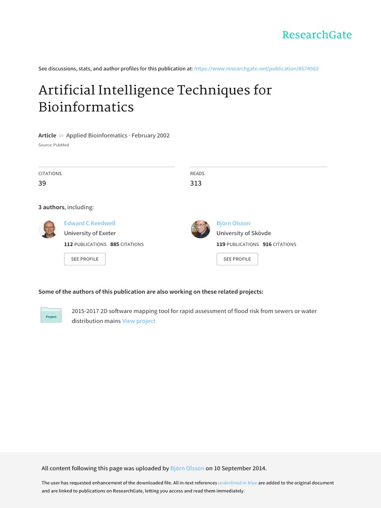 Artificial Intelligence Techniques For Bioinformatics | PDF ...