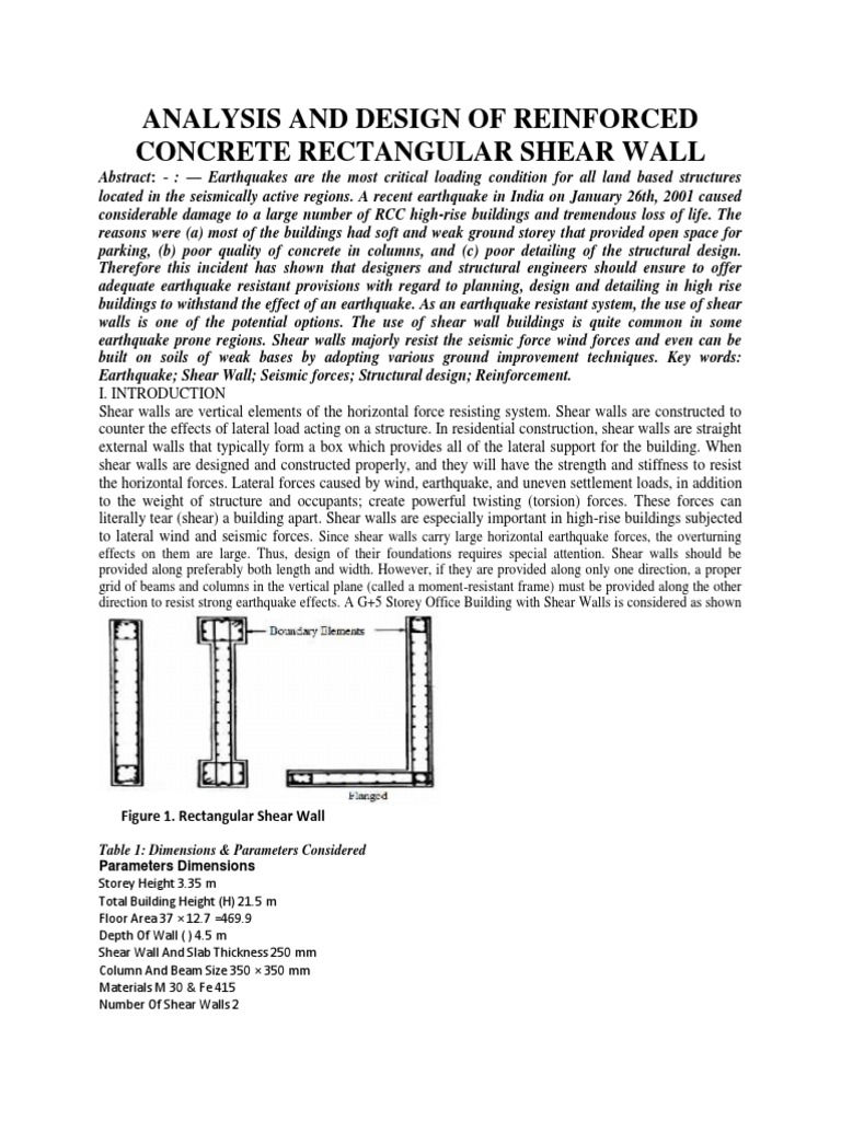 Analysis and Design of Reinforced | PDF | Earthquakes | Wall