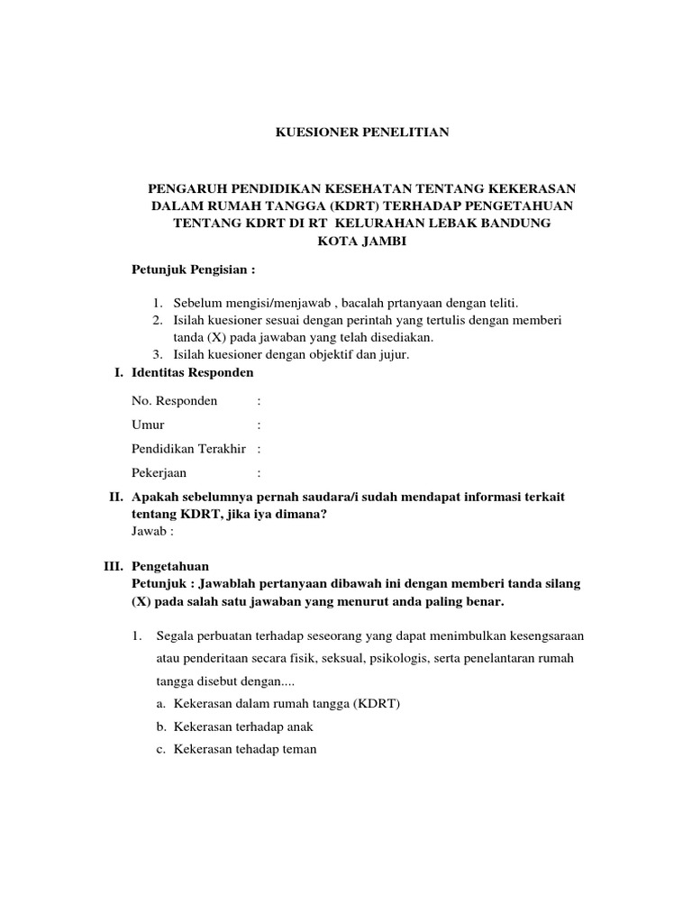 Kuesioner Penelitian